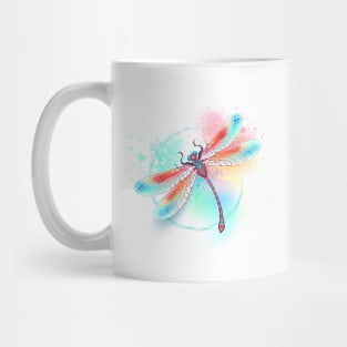Red dragonfly on watercolor background Mug